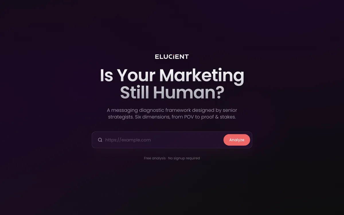 The Still Human marketing audit app, live at stillhuman.elucient.com